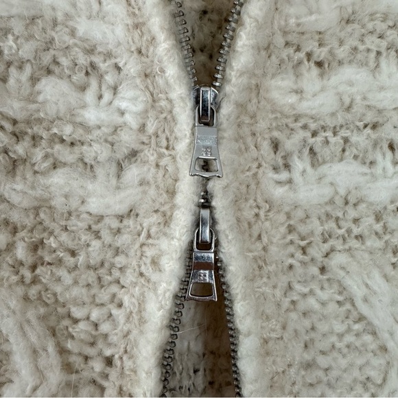 BCBGMaxAzria  Cream Ecru Wool Alpaca Blend Fringe Double Zip Up Sweater Vest - Picture 13 of 14
